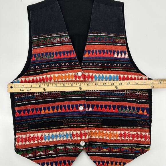 Vintage 90s Boho Vest Size M Ethnic Embroidered Woven Festival Unisex - Picture 6 of 7